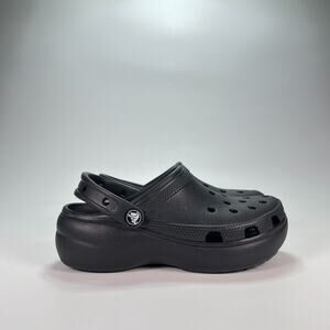 Crocs Classic Platform Clog Black Elevated Casual Comfort Shoes Women's Size 6
